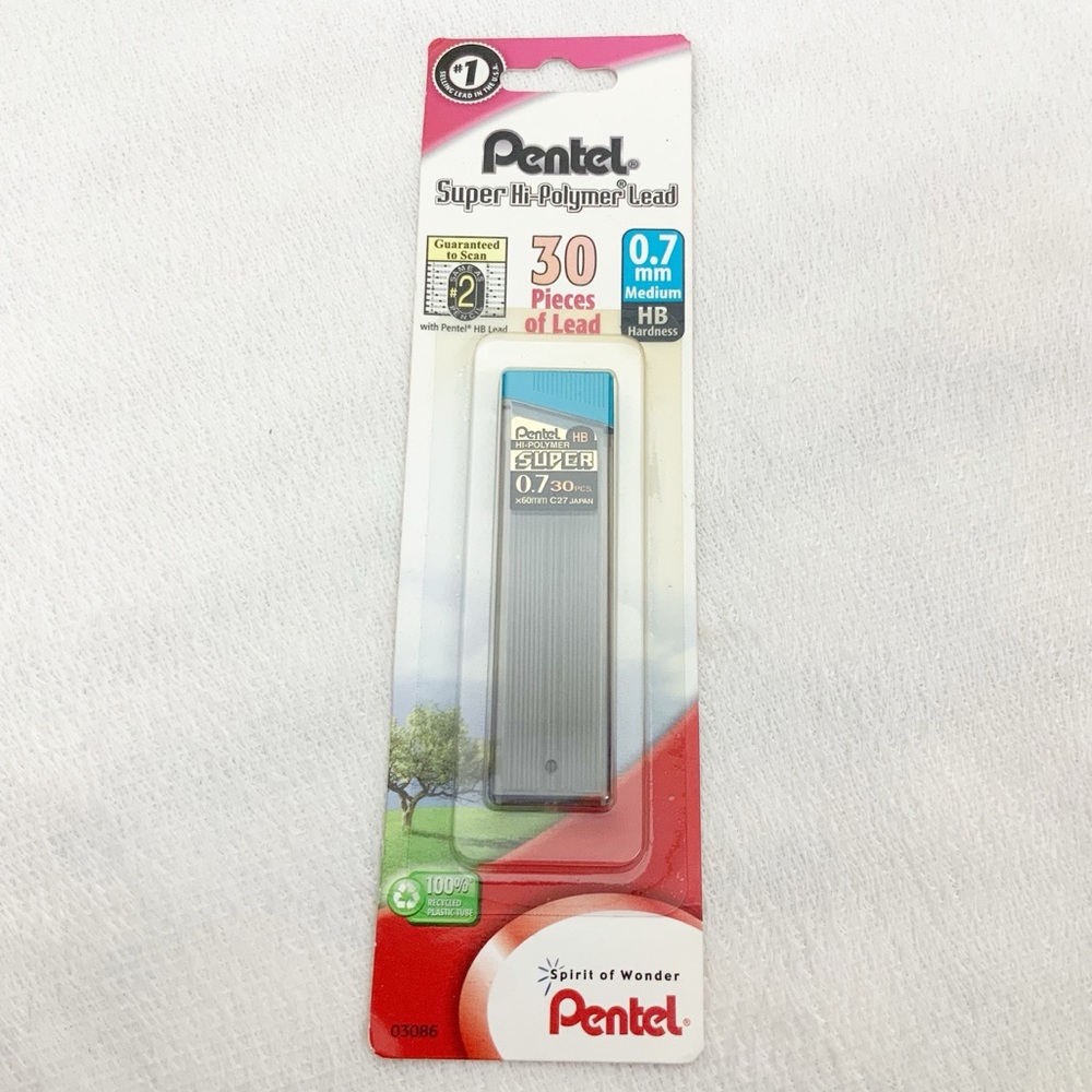 Pentel Super Hi-Polymer Lead 0.7mm Medium HB 30 Pieces Refill C27BPHB-K6 Japan